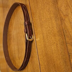 Classic Brown Leather Belt with Stitching